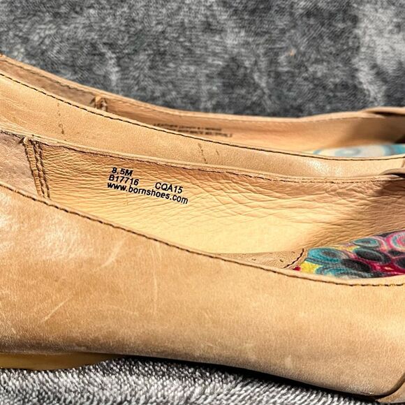 Born Tan Leather Slip On Flats Size 8.5M Women’s - Picture 3 of 8